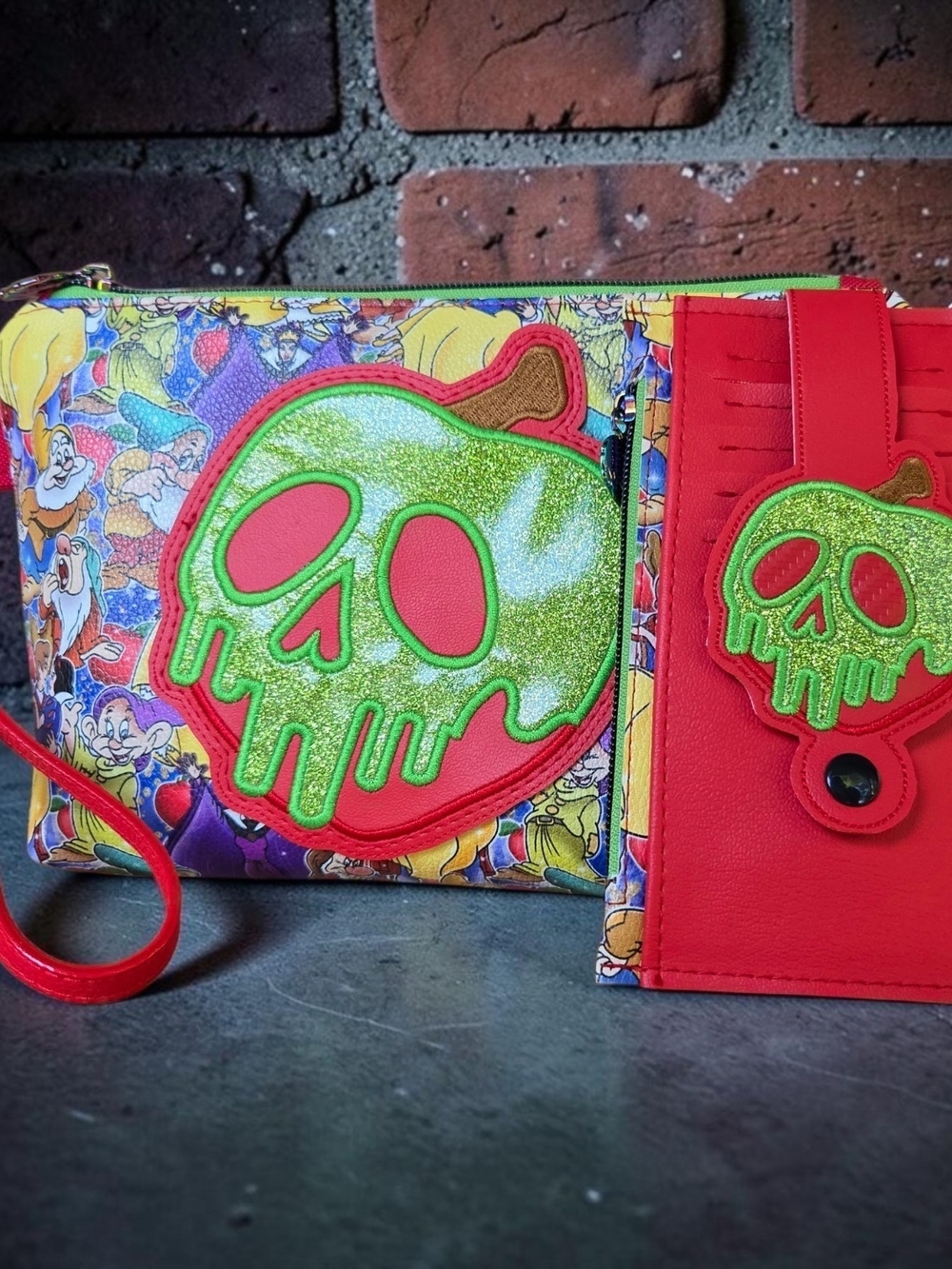 Rotten Apple Wristlet Bag AND Matching Wallet Combo